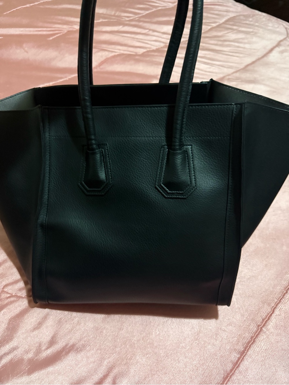 Sondra Robert’s Black Squared Structured Tote Bag - Women's Handbag - Picture 5 of 10